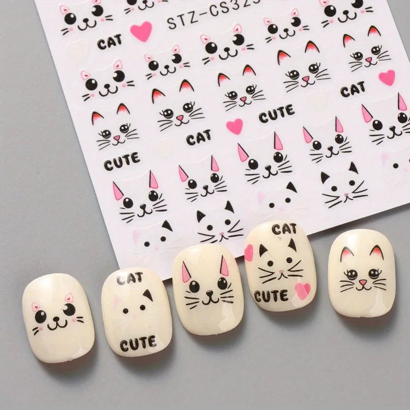 2PCS Cat Nail Sticker Set for DIY Nail Art and Decorations