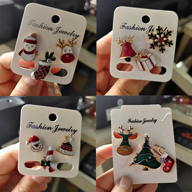 Christmas Brooch Badge Set for Women Snowman Deer Snowflake Holiday Jewelry