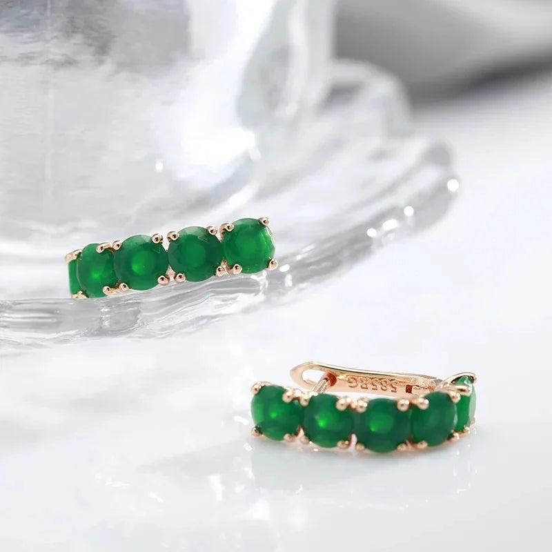 14K Gold Ring for Women Emerald and Diamond Jewelry Wedding Band