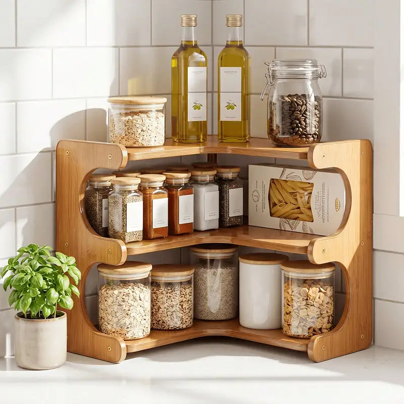 Freestanding Corner Shelf Organizer - Multi-Tier Space Saver Storage Rack