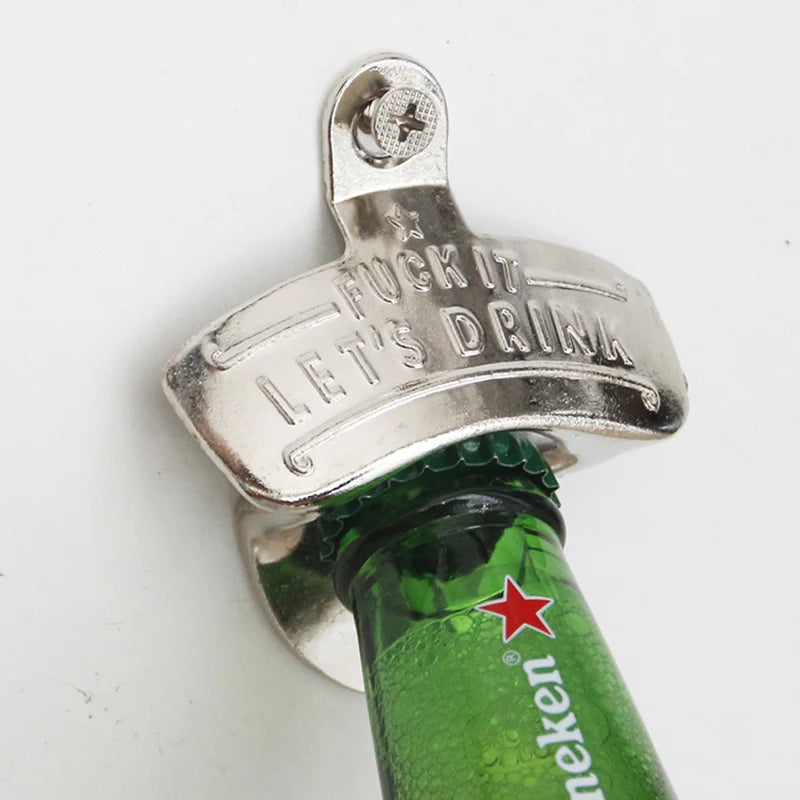 Wall Mounted Bottle Opener with Decorative Alloy Finish Wall Decor for Bar & Cafe