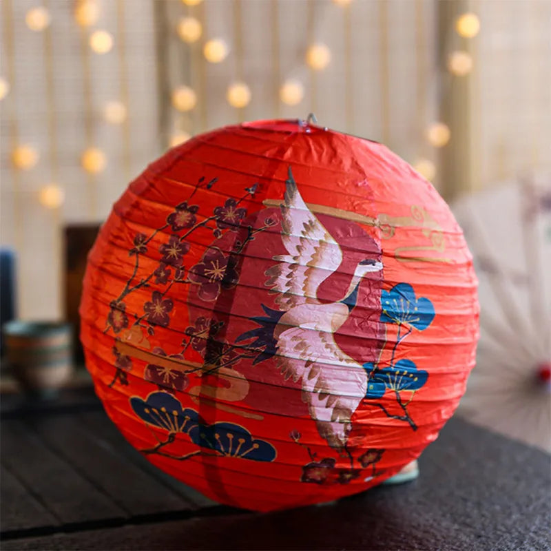 12-Inch Flower Printed Paper Lantern Chinese Japanese Style DIY Party Decor