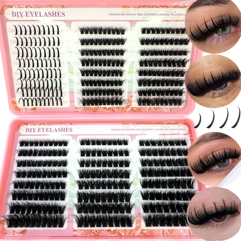 False Eyelash Clusters 48 Rows 6 Styles Volume DIY Extensions Thick Curly 8-18MM