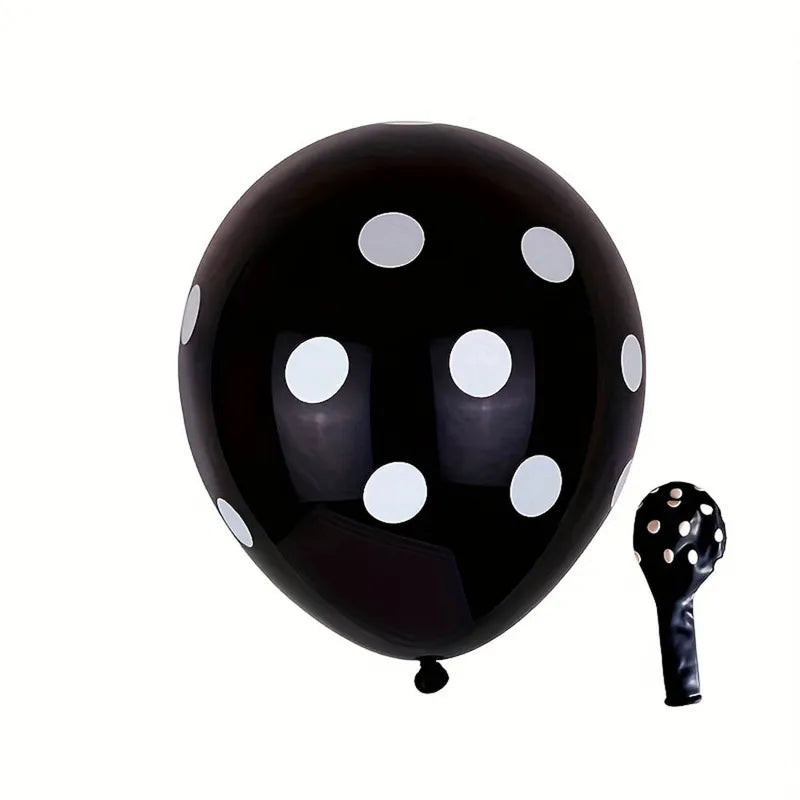 12 Pack 12-Inch Black and White Polka Dot Latex Balloons for Baby Shower Birthday Wedding
