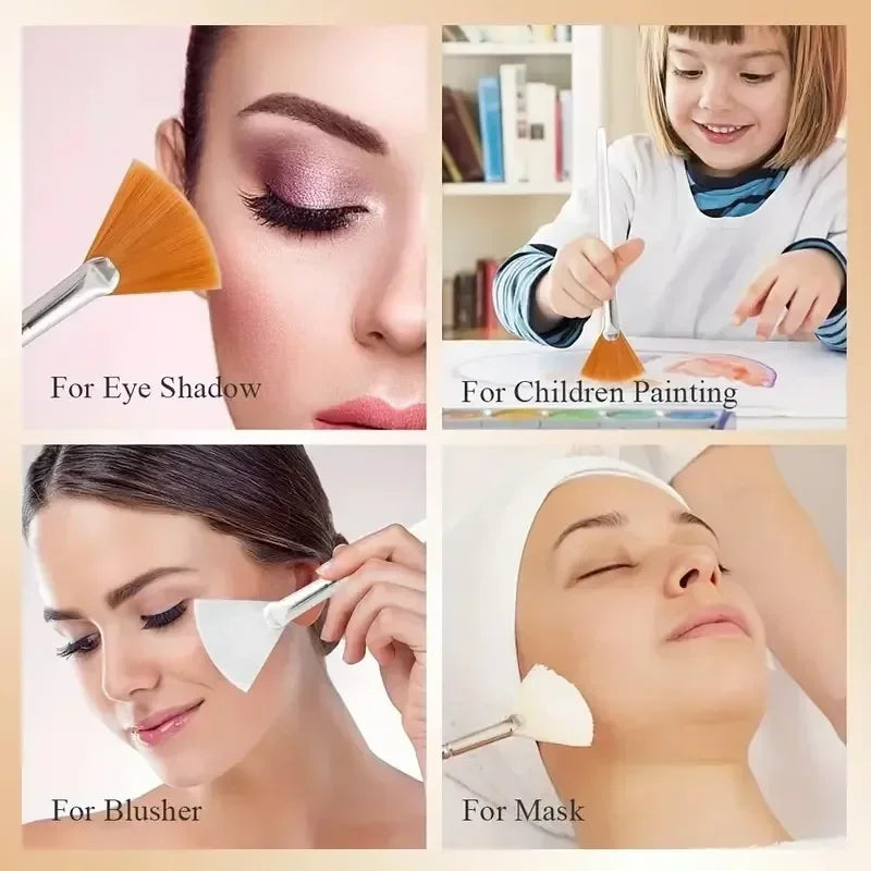 Facial Brush Set - Fan Shape Face Mask Applicators, Soft Cosmetic Tools, 3/6/12 Pcs