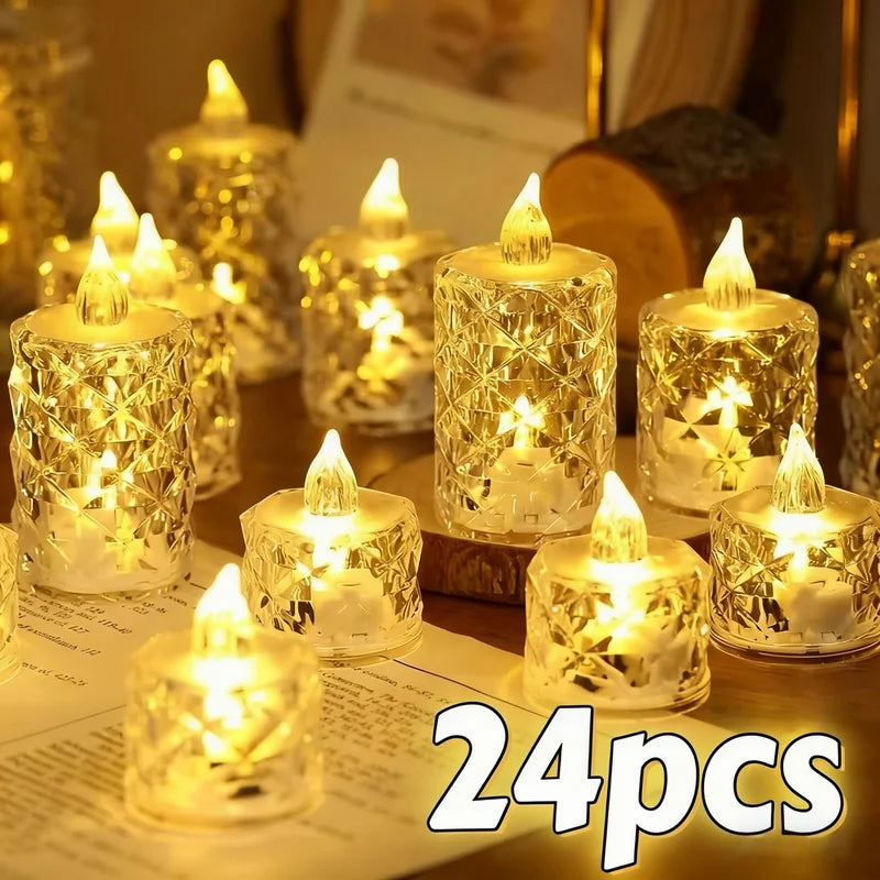 4-24Pc Flameless LED Candles with Realistic Flame for Home Holiday Wedding Decor