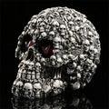 Handmade Resin Skull Sculpture with LED Eyes - Halloween Home Decor, Skeleton Figurine