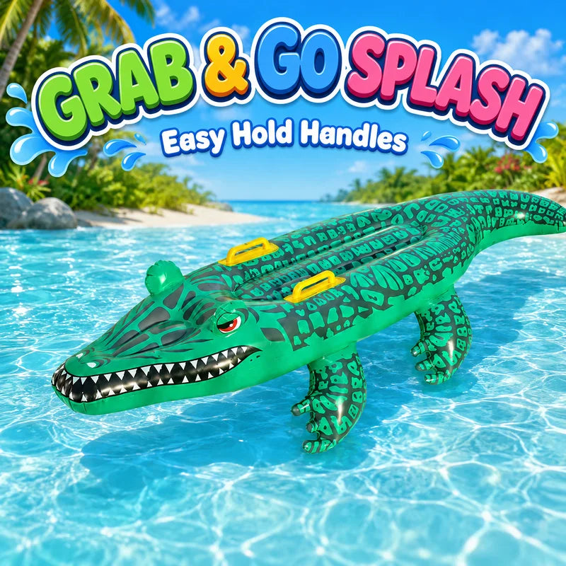 Inflatable Crocodile Pool Float with Handles - Summer Water Toy for Beach & Pool