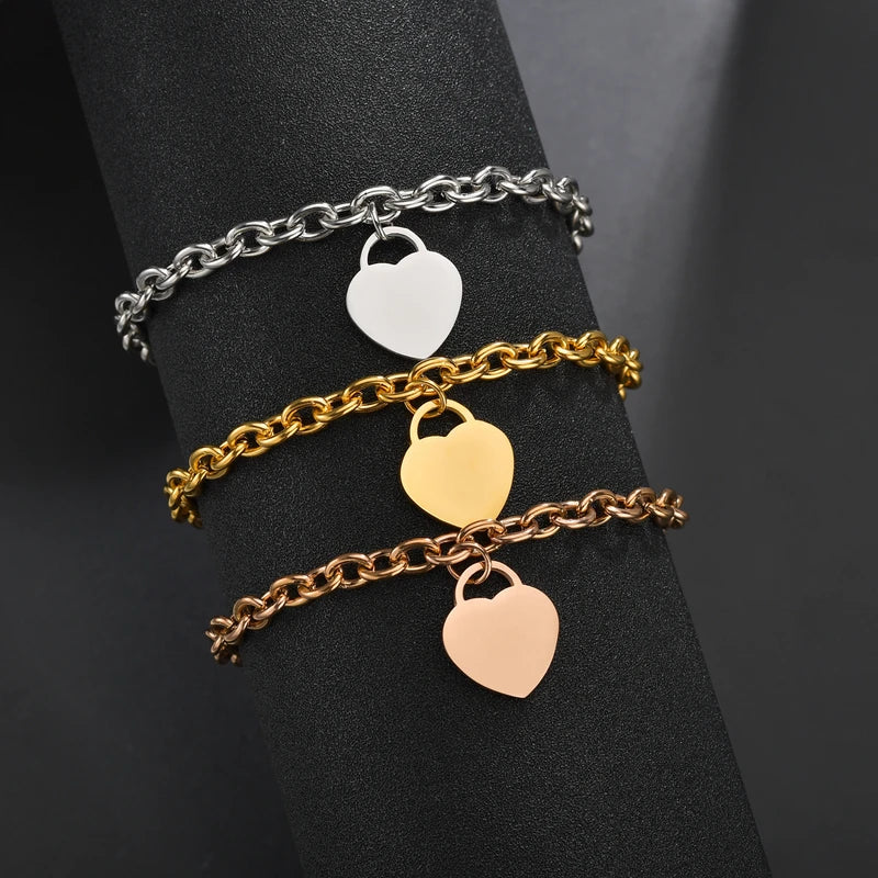 Unisex Punk Couple Bracelets Stainless Steel Gold Plated Bar Cuff Jewelry