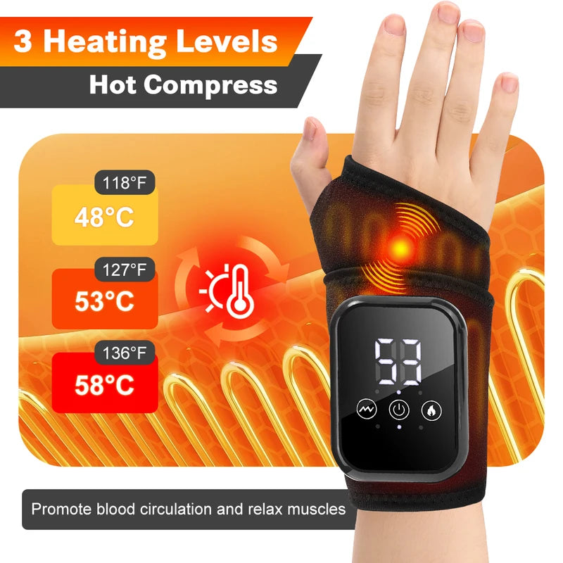 Electric Heating Wrist Massager with Vibration Therapy, Adjustable Heat & Support
