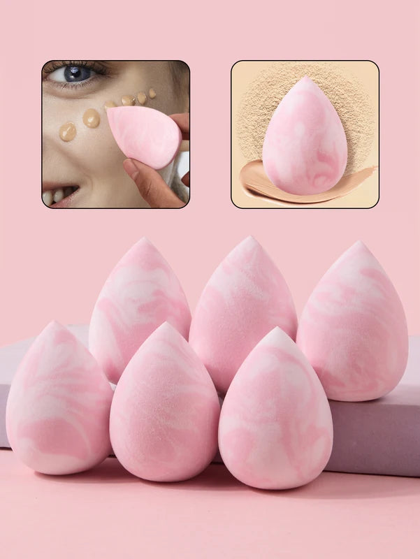6-Piece Makeup Sponge Set with Powder Puff - Soft Cosmetic Blenders for Face Makeup