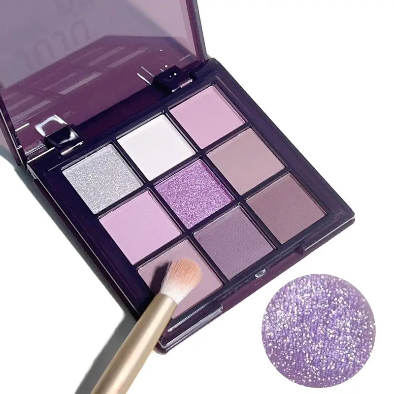 Purple Eyeshadow Palette - 9 Natural & Shimmery Long-Lasting Eye Colors