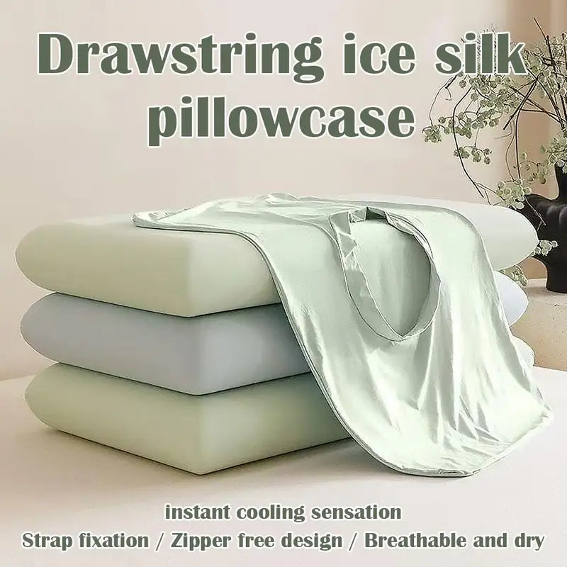 Breathable Cooling Pillowcase with Adjustable Drawstring - Moisture-Wicking Summer Sleep Cover