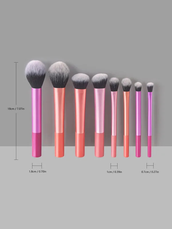 8-Piece Makeup Brush Set - Soft Synthetic Hair, Easy to Clean, Cruelty-Free, Foundation, Blush, Eyeshadow