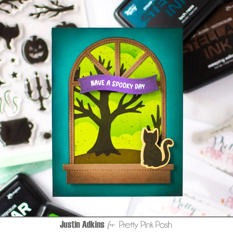 Halloween Clear Stamps and Metal Cutting Dies 25PCS Pumpkin Ghost Owl Tree DIY Craft Set