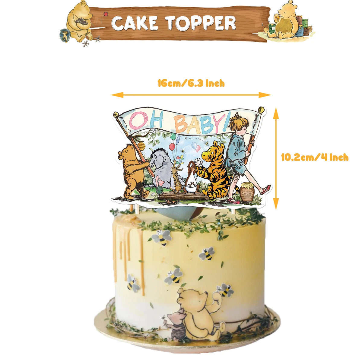 Winnie the Pooh Birthday Party Supplies Set – Disposable Plates Cups Napkins Banners for Kids & Baby Showers