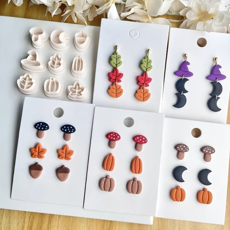 Fall Harvest Polymer Clay Cutters Set for Halloween Jewelry Making - 9 Pcs