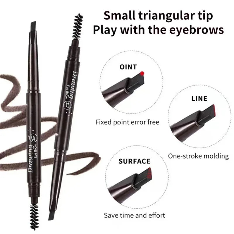 Waterproof Double-Ended Eyebrow Pencil - Long Lasting, Precise, 5 Colors for Women Makeup