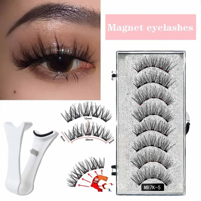 Magnetic Reusable False Eyelashes Kit with Tweezers - Natural & Dramatic Styles