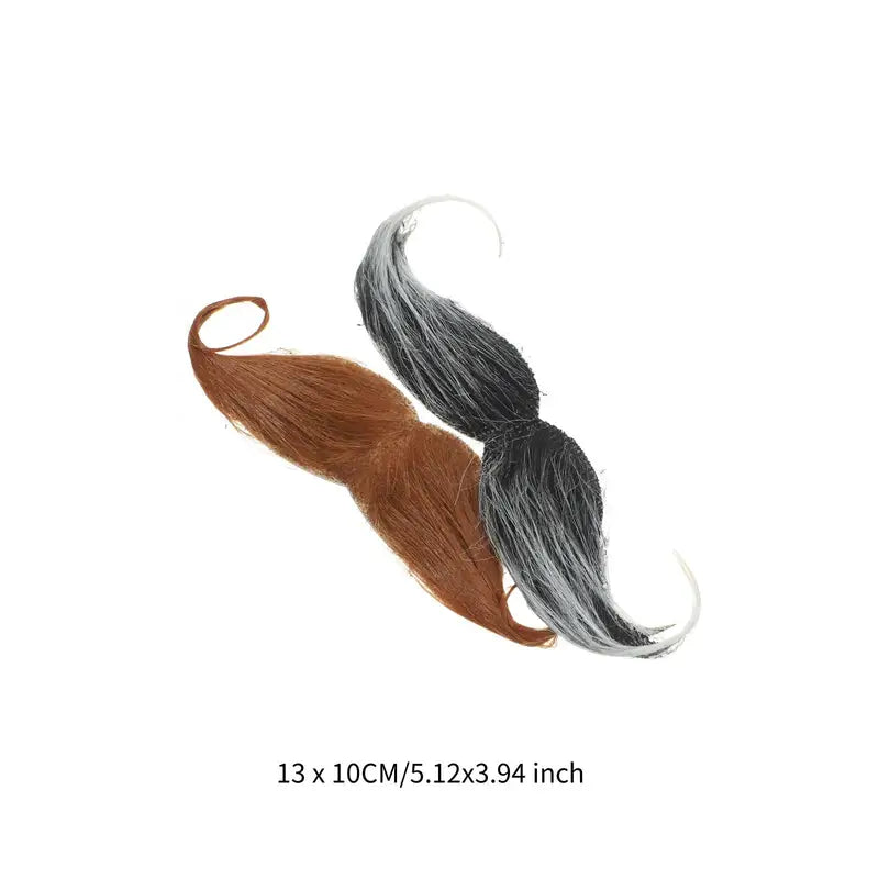 Self Adhesive Fake Mustaches Set - 2 Colors for Costume & Halloween Play