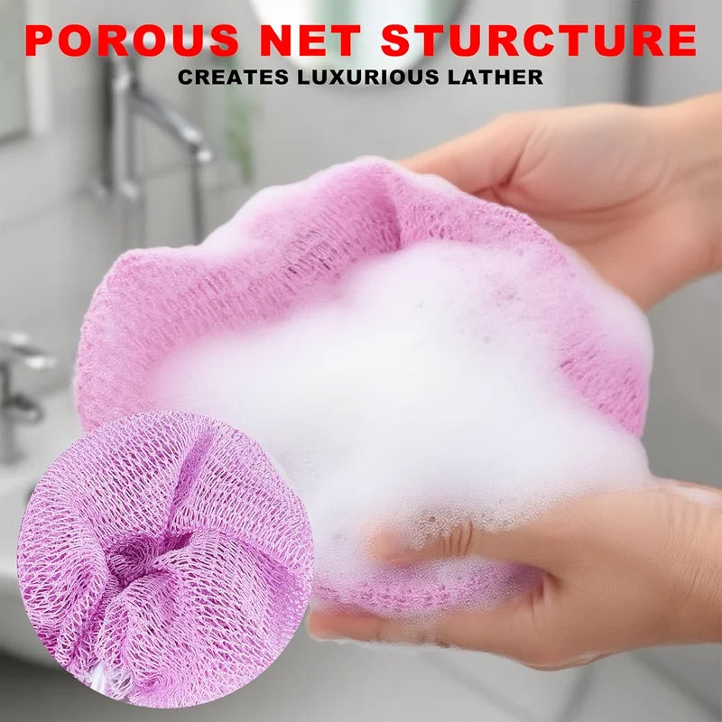 African Net Exfoliating Bath Sponge Deep Cleaning Body Scrubber - Pink, Green, Blue