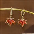 Vintage Crystal Zircon Maple Leaf Earrings for Women Party Jewelry Tassel Style