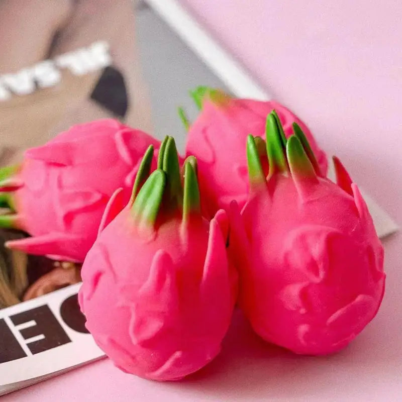 Stress Relief Squeeze Ball - Dragon Fruit Sensory Toy for Kids & Adults