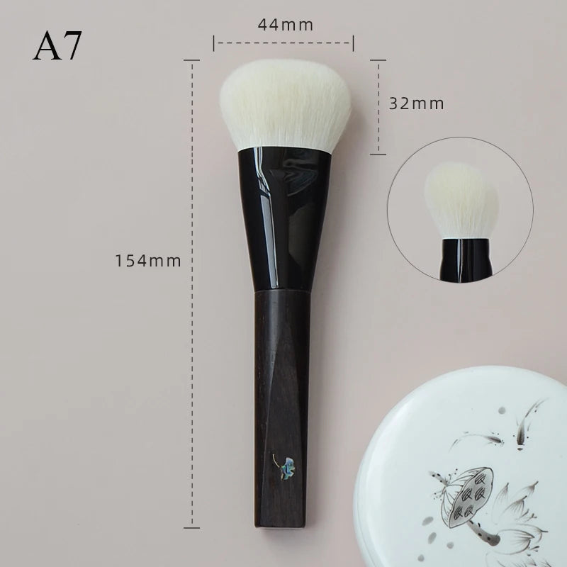 Handcrafted Makeup Brush Set - Soft Goat Hair Face Powder & Contour Brushes