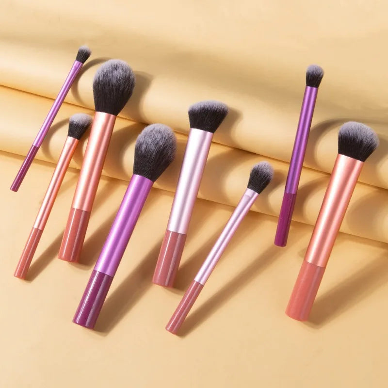 8-Piece Makeup Brush Set - Synthetic Hair Foundation Blush Eye Brushes