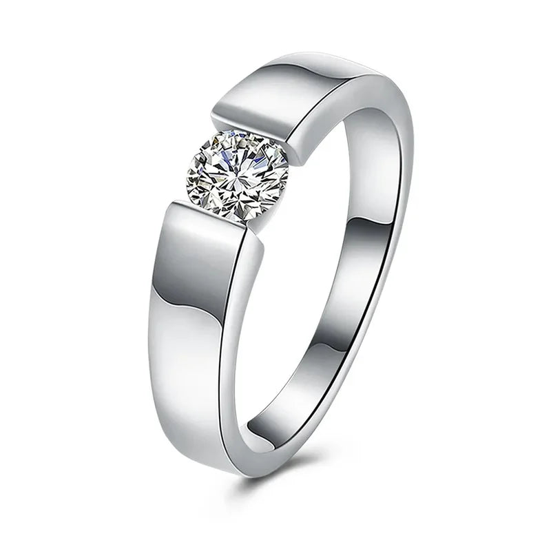 Sterling Silver Crystal Ring for Women - Adjustable Sizes 7-10 Jewelry Gift