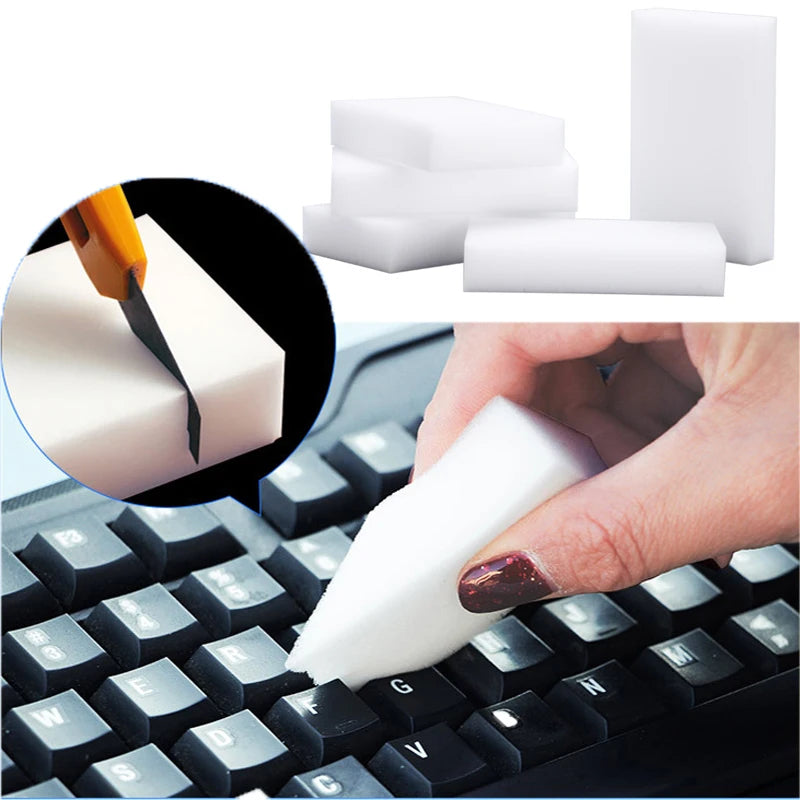 100pcs White Melamine Magic Sponge Erasers for Kitchen Bathroom Cleaning