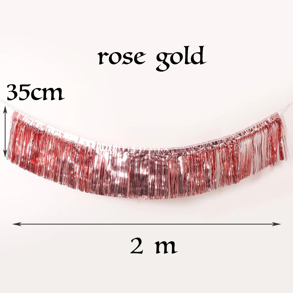 Foil Fringe Tinsel Garland - 2M Birthday Wedding Holiday Wall Decor