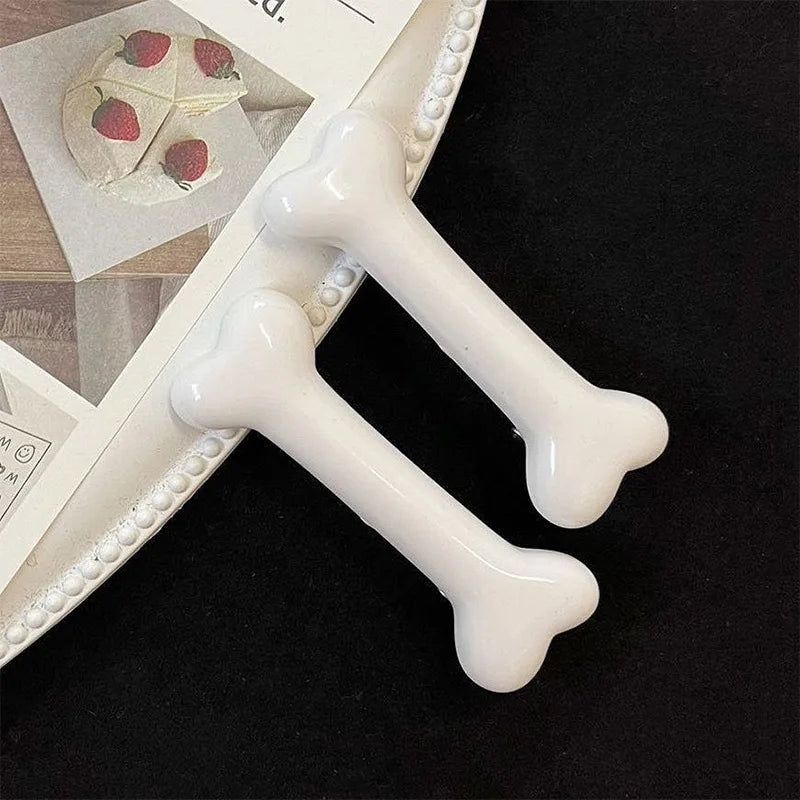 2-Pack Dog Bone Hair Clips for Women - Vivid Metal Barrettes and Side Hair Pins
