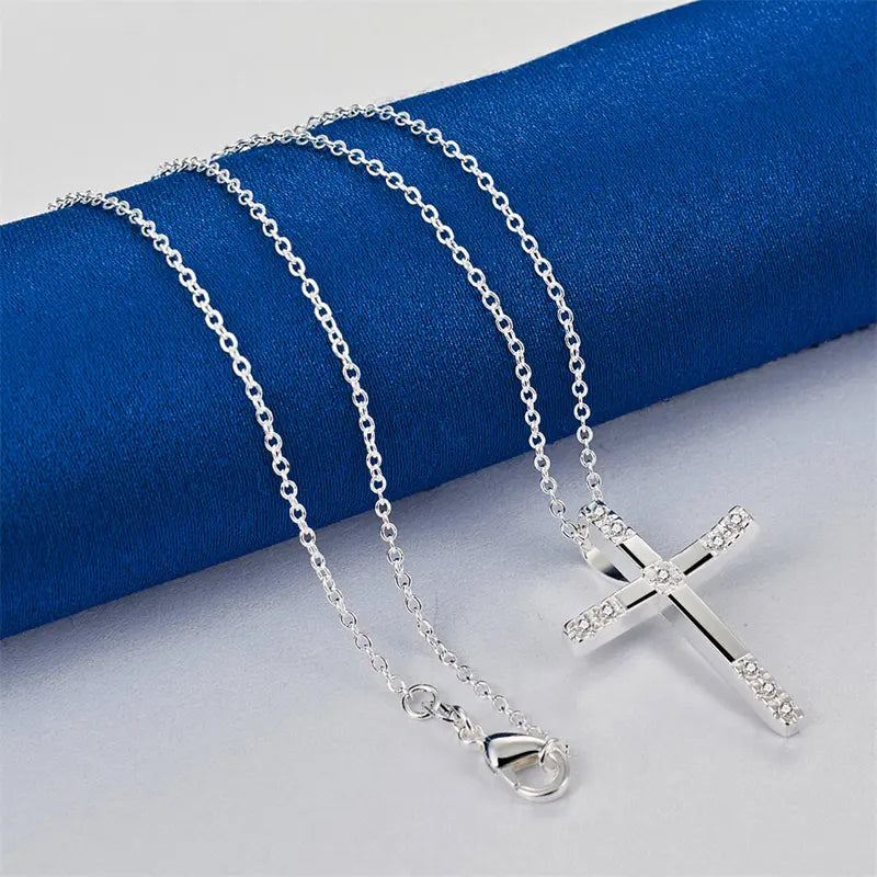 Sterling Silver Cross Pendant Necklace 16-30 Inch Women's Jewelry Gift