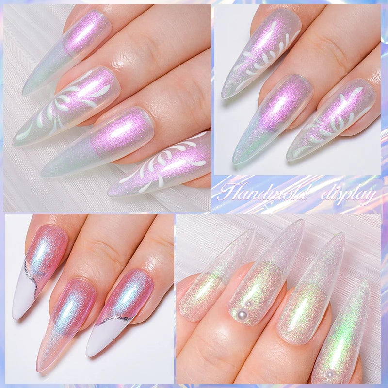 2-in-1 Glitter Top Coat Gel Nail Polish - Holographic Semi-Permanent UV Varnish