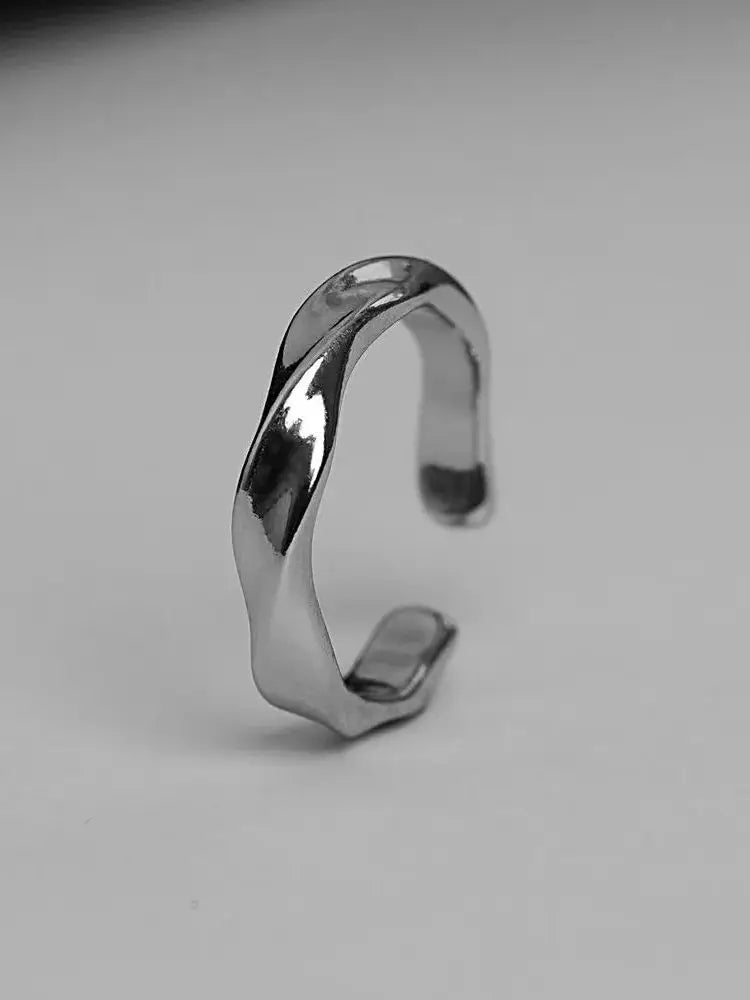 Mobius Wave Silver Ring for Women Men Open Jewelry Trend Accessory
