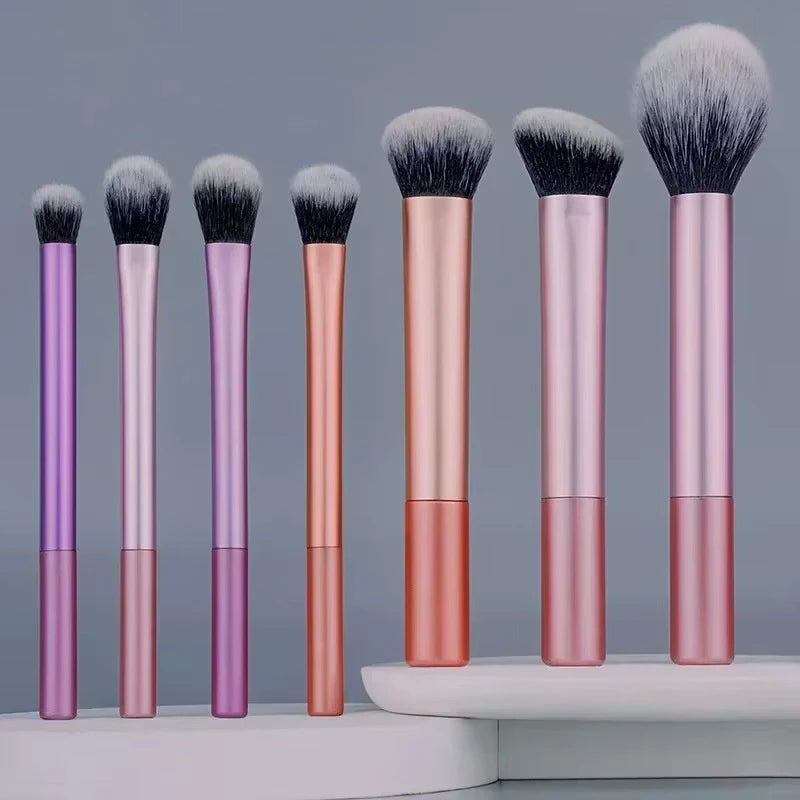 7/8pcs Makeup Brush Set - Soft Synthetic Hair Foundation Blush Eye Cosmetic Tools