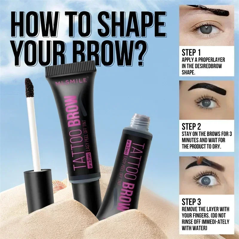 Waterproof Semi-Permanent Eyebrow Gel - Long Lasting Tint & Peel Off Makeup