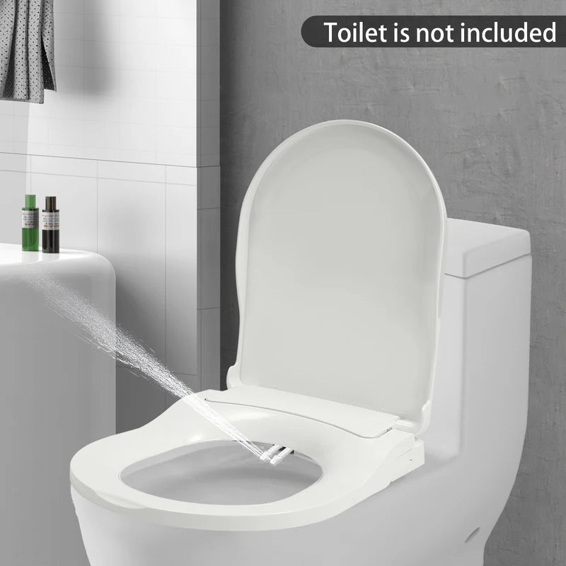 Non-Electric Bidet Toilet Seat with Dual Nozzle for Elongated Toilets