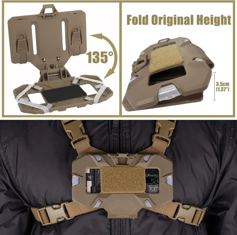 Tactical Vest Phone Holder with Molle Mount for 4.7-6.7 Inch Phones, Foldable Cell Phone Pouch