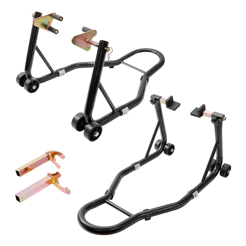 Heavy Duty Motorcycle Stand Lift 850lbs Front & Rear Combo Stand with Casters