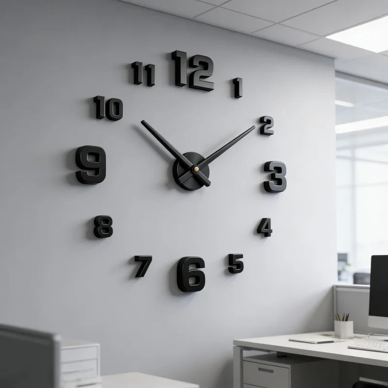 Large Modern Wall Clock - DIY Frameless Acrylic Mirror Decor for Living Room