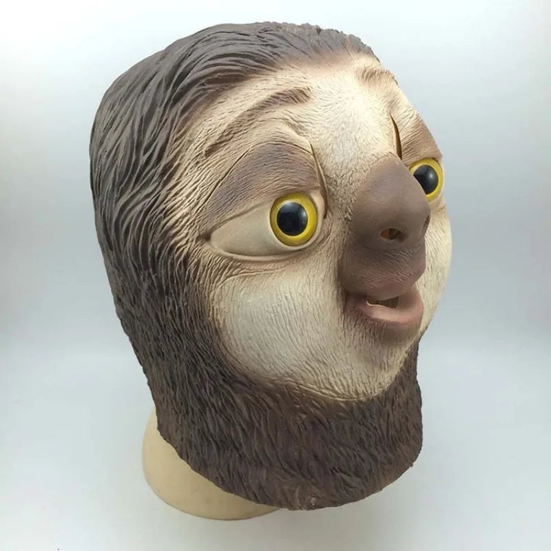 Funny Latex Sloth Mask for Halloween Party Dress Up Animal Headset Costume