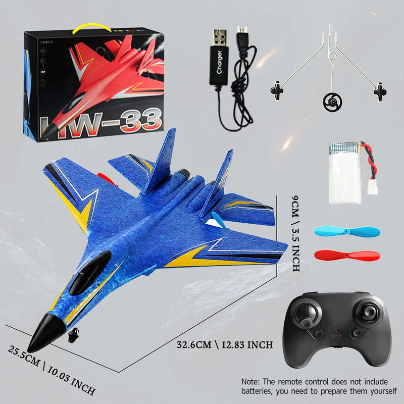 RC Fighter Jet Toy - Fixed-Wing Remote Control Plane with Gyroscope & Lightweight Foam