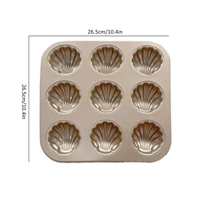 Madeleine Cake Mold 9-Cavity Non-Stick Shell Shaped Baking Pan - Carbon Steel