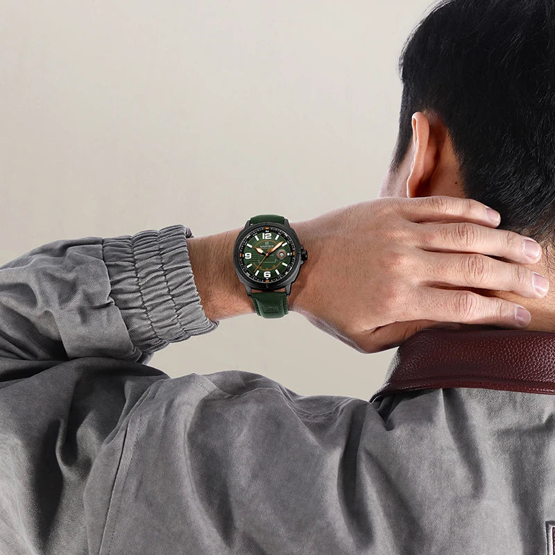 Men's Quartz Watch 3ATM Waterproof Shockproof Leather Casual Business Wristwatch