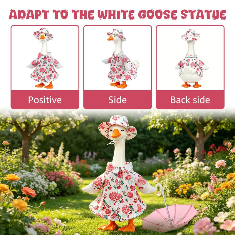 Porch Goose Raincoat Outfit Set with Umbrella & Hat - Garden Decor for 23 Inch Statues