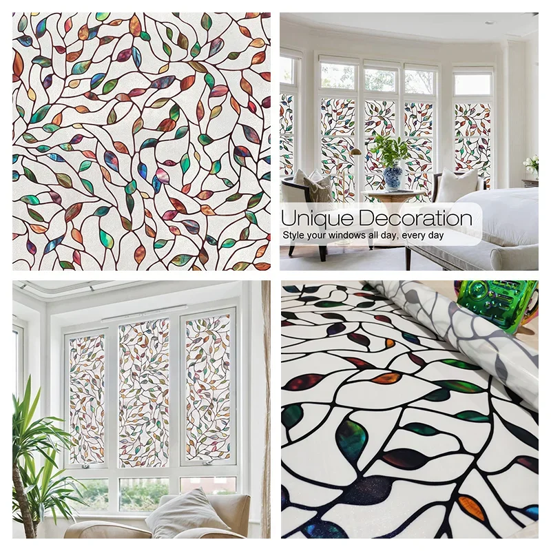 Decorative Window Privacy Film - Stained Glass Vinyl Stickers for Glass & Windows