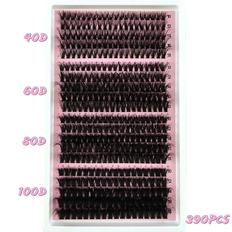 False Eyelash Clusters Kit 340/390 Pairs DIY Eyelash Extensions Fluffy Makeup Tools
