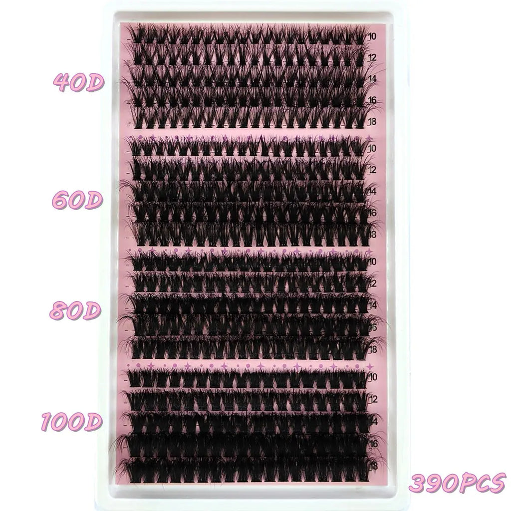 False Eyelash Clusters Kit 340/390 Pairs DIY Eyelash Extensions Fluffy Makeup Tools